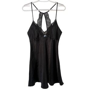 Apt‎ 9 Intimates Black Lace Trim Cami Slip Dress Womens Medium Coquette Romantic